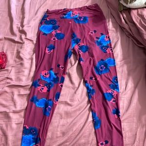 LuLaRoe pink floral leggings